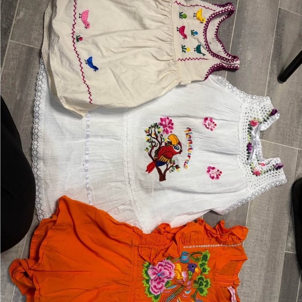 Colorful Embroidered Kids Casual Dresses